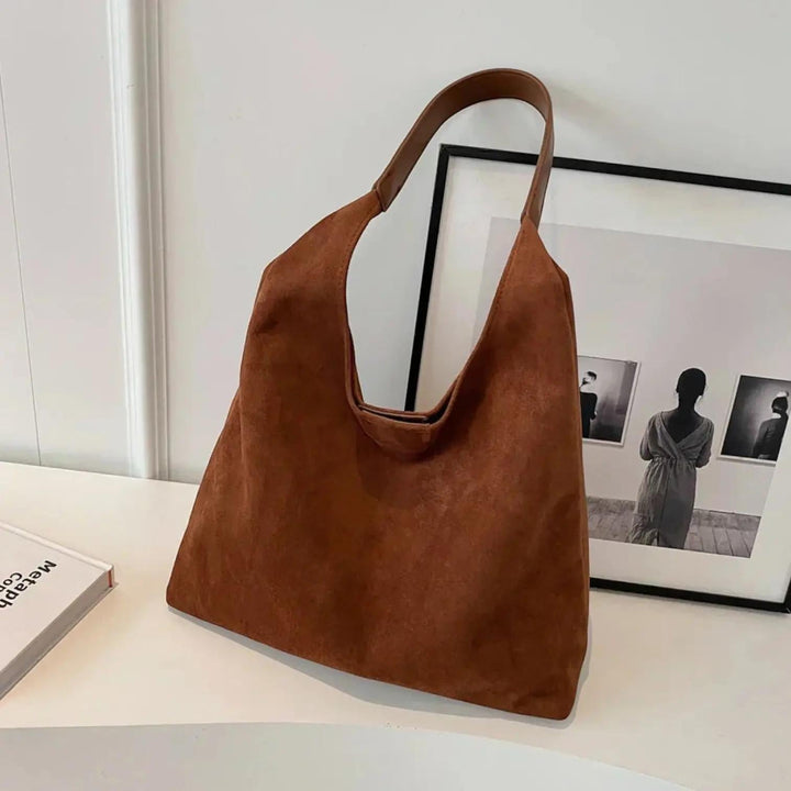 Brown Suede Shoulder Bag | Lunova