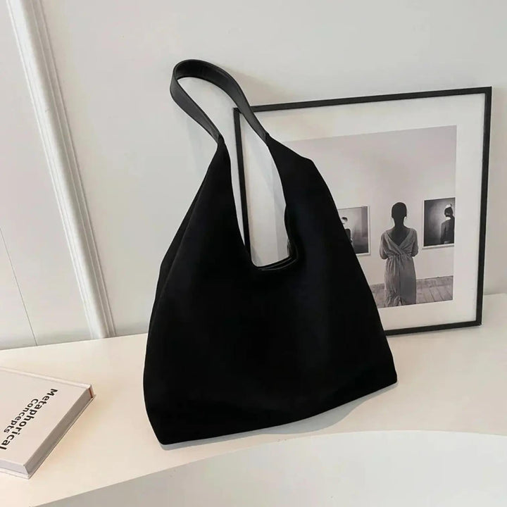 Black Suede Shoulder Bag | Lunova