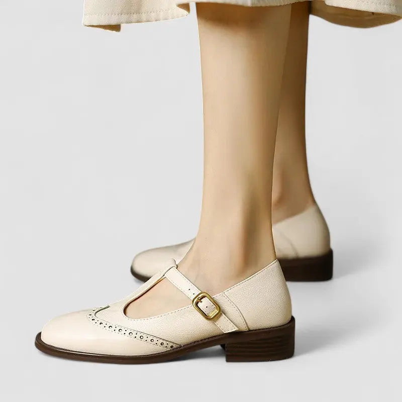 T-Strap Brogue Mary Janes with buckle, cushioned | Lunova