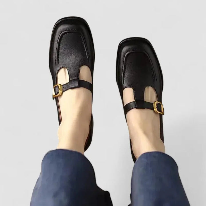 Black T-Strap Mary Janes with cushioned | Lunova