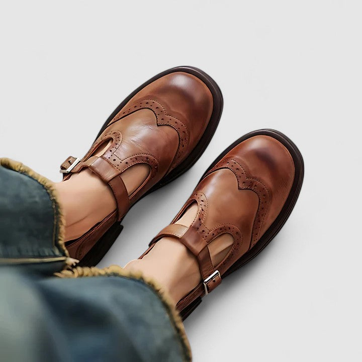 Brown T-strap Mary Janes | Lunova