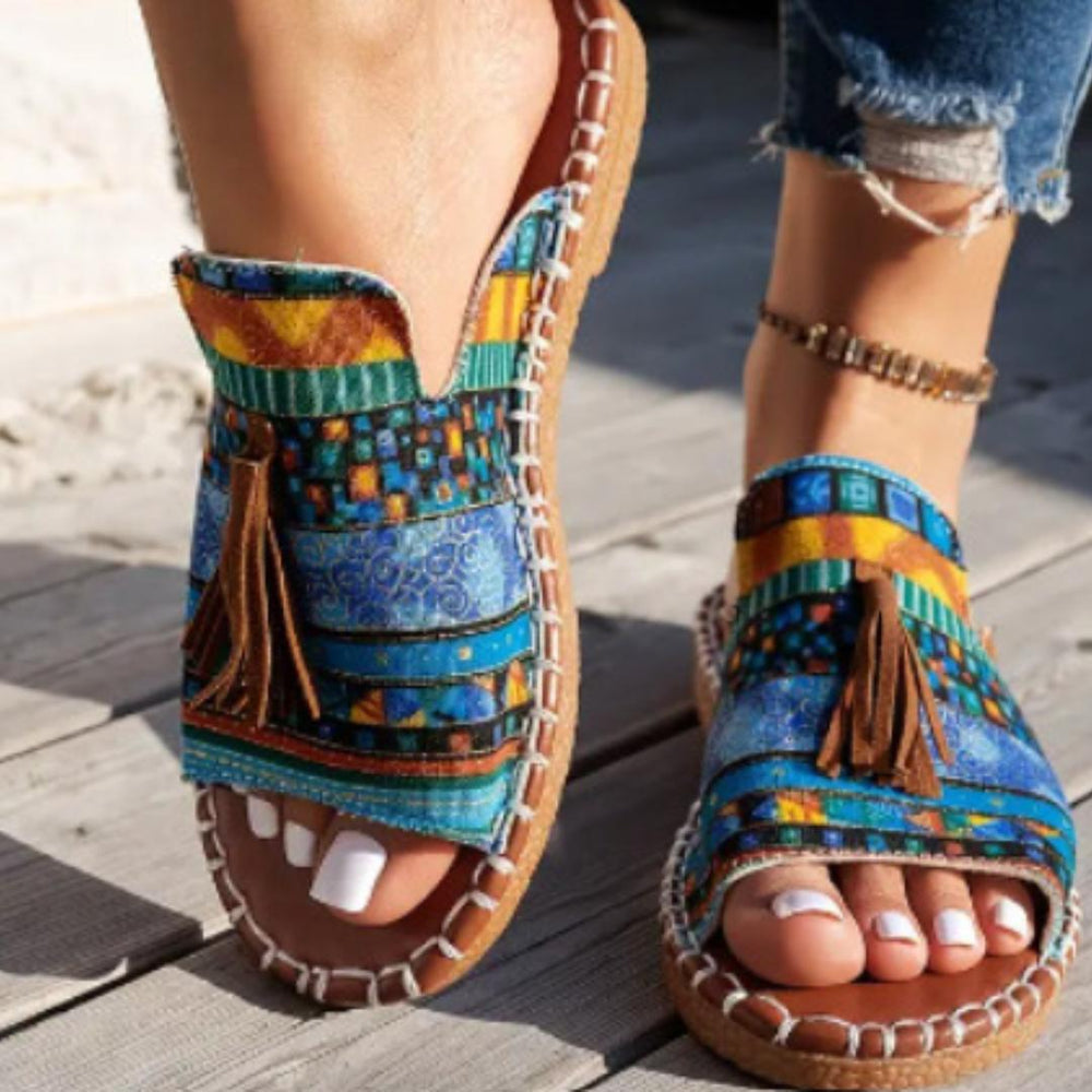 Tassel Boho Slides-Lunova Fashion