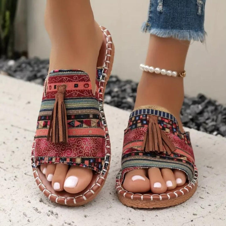 Tassel Boho Slides-Lunova Fashion