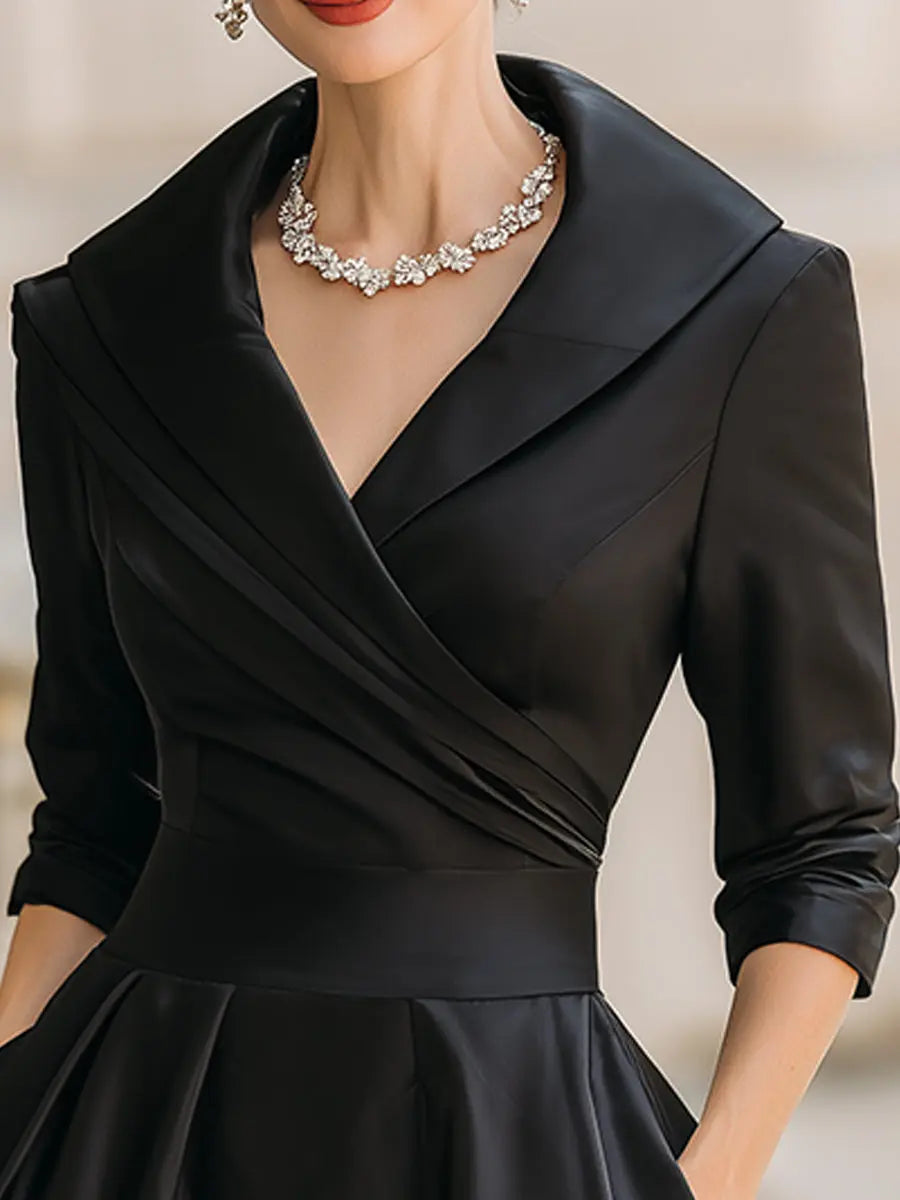 Woman wearing Vintage Midi Dress with A-line — view 2 | Lunova