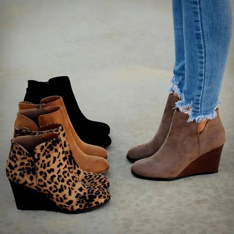 Wedge Ankle Boots with leopard print, platform — view 2 | Lunova
