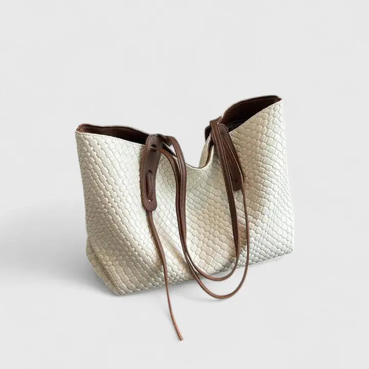 White Woven Tote Bag | Lunova