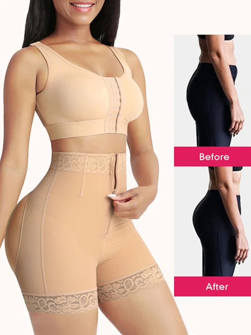 Zip Shapewear Shorts-Lunova Fashion